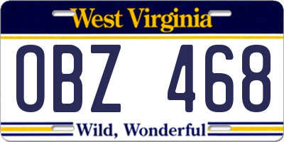 WV license plate OBZ468