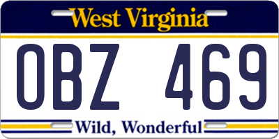 WV license plate OBZ469