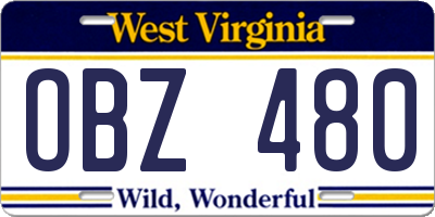 WV license plate OBZ480