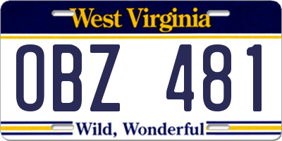 WV license plate OBZ481