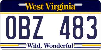 WV license plate OBZ483