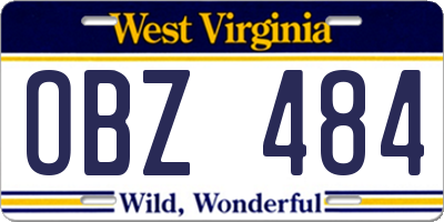 WV license plate OBZ484