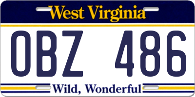 WV license plate OBZ486
