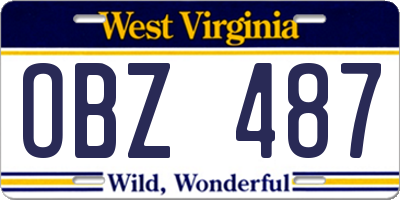 WV license plate OBZ487
