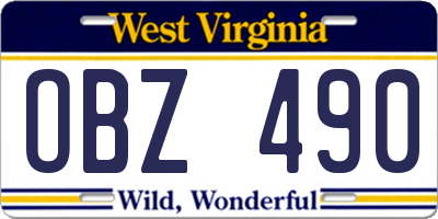 WV license plate OBZ490