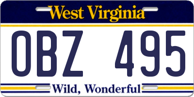WV license plate OBZ495