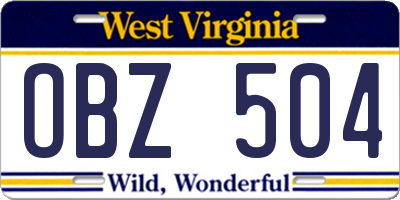 WV license plate OBZ504