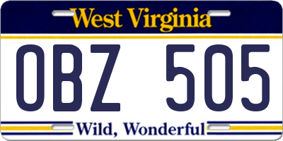 WV license plate OBZ505