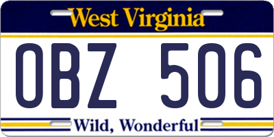 WV license plate OBZ506
