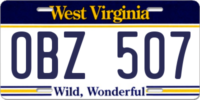 WV license plate OBZ507