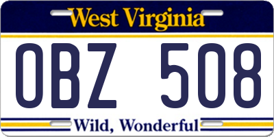WV license plate OBZ508