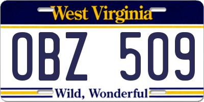 WV license plate OBZ509