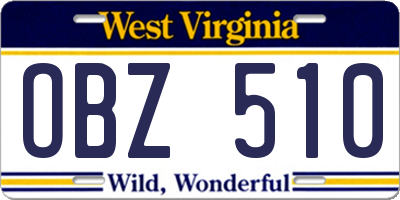 WV license plate OBZ510