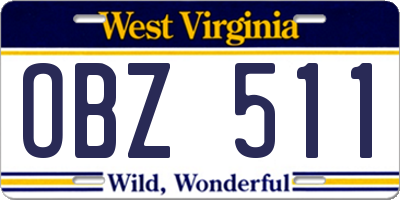 WV license plate OBZ511