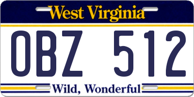 WV license plate OBZ512