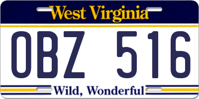 WV license plate OBZ516