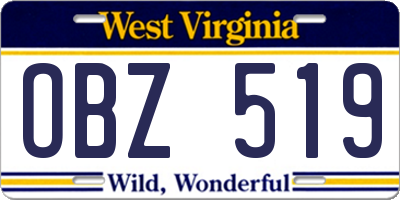 WV license plate OBZ519