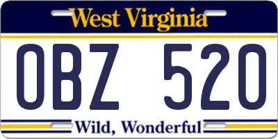 WV license plate OBZ520