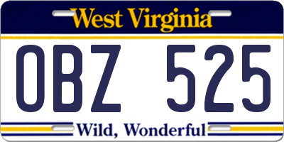 WV license plate OBZ525