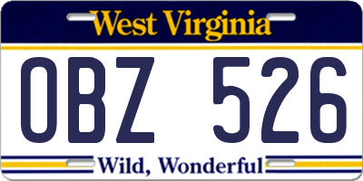 WV license plate OBZ526