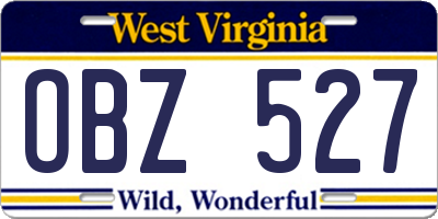 WV license plate OBZ527