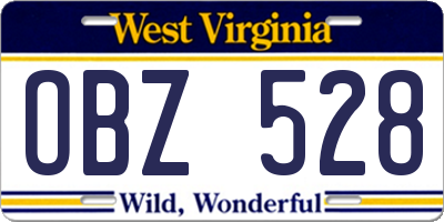 WV license plate OBZ528