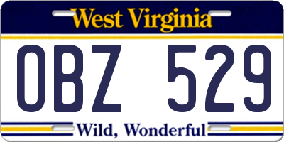 WV license plate OBZ529