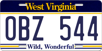 WV license plate OBZ544