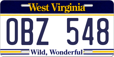 WV license plate OBZ548