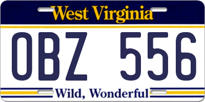 WV license plate OBZ556