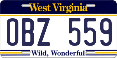 WV license plate OBZ559