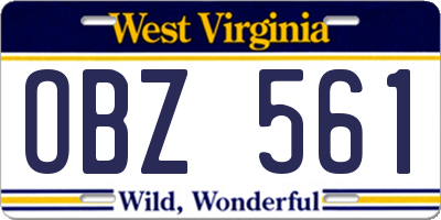 WV license plate OBZ561