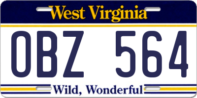WV license plate OBZ564