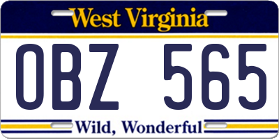 WV license plate OBZ565