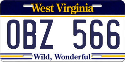 WV license plate OBZ566