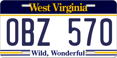 WV license plate OBZ570