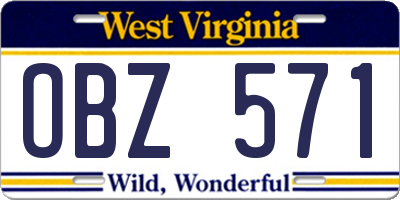 WV license plate OBZ571