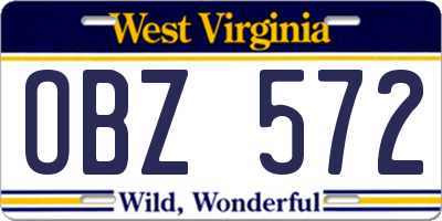 WV license plate OBZ572