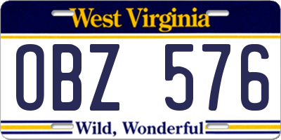 WV license plate OBZ576
