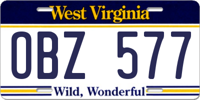 WV license plate OBZ577