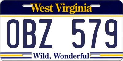 WV license plate OBZ579