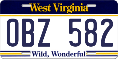 WV license plate OBZ582