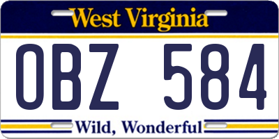 WV license plate OBZ584