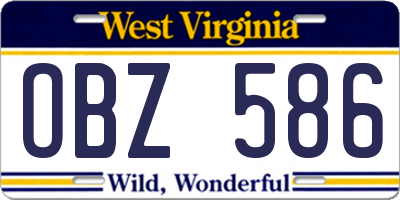 WV license plate OBZ586