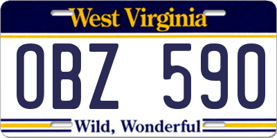WV license plate OBZ590