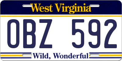 WV license plate OBZ592