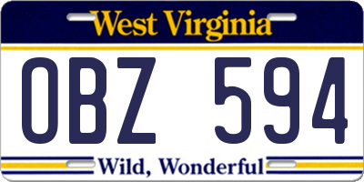 WV license plate OBZ594