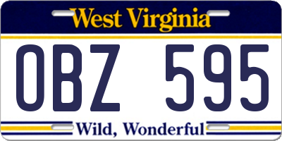 WV license plate OBZ595