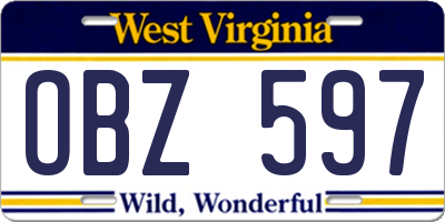 WV license plate OBZ597