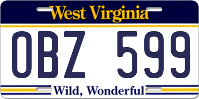 WV license plate OBZ599